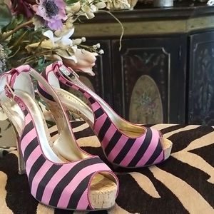 Guess pink and navy stripe platform shoe